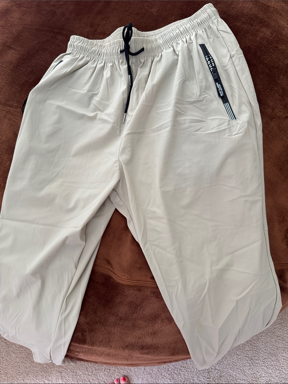 Light Beige Drawstring Jogger Pants